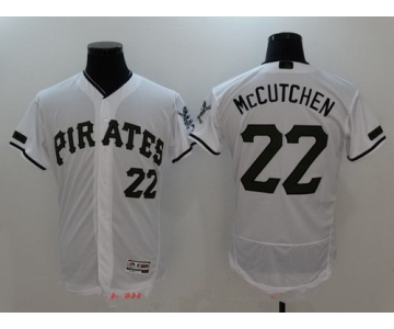 Men's Pittsburgh Pirates #22 Andrew McCutchen White with Green Memorial Day Stitched MLB Majestic Flex Base Jersey