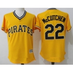 Men's Pittsburgh Pirates #22 Andrew McCutchen Yellow Stitched MLB Majestic Cool Base Jersey