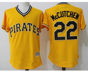 Men's Pittsburgh Pirates #22 Andrew McCutchen Yellow Stitched MLB Majestic Cool Base Jersey