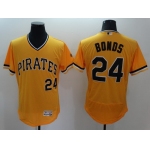 Men's Pittsburgh Pirates #24 Barry Bonds Retired Yellow Pullover 2016 Flexbase Majestic Baseball Jersey