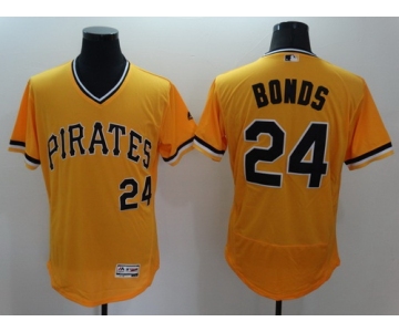 Men's Pittsburgh Pirates #24 Barry Bonds Retired Yellow Pullover 2016 Flexbase Majestic Baseball Jersey