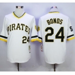 Men's Pittsburgh Pirates #24 Barry Bonds White Pullover Throwback Stitched MLB Jersey By Mitchell & Ness