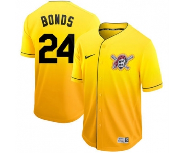 Men's Pittsburgh Pirates 24 Barry Bonds Yellow Drift Fashion Jersey