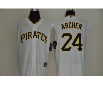 Men's Pittsburgh Pirates #24 Chris Archer White 2020 Cool and Refreshing Sleeveless Fan Stitched MLB Nike Jersey