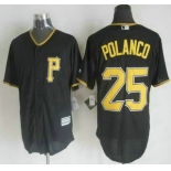 Men's Pittsburgh Pirates #25 Gregory Polanco Alternate Black 2015 MLB Cool Base Jersey