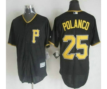 Men's Pittsburgh Pirates #25 Gregory Polanco Alternate Black 2015 MLB Cool Base Jersey