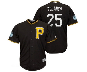 Men's Pittsburgh Pirates #25 Gregory Polanco Black 2017 Spring Training Stitched MLB Majestic Cool Base Jersey