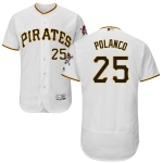 Men's Pittsburgh Pirates #25 Gregory Polanco White Home 2016 Flexbase Majestic Baseball Jersey