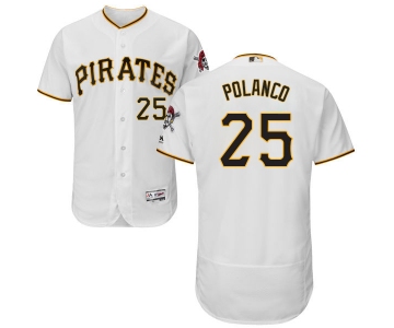 Men's Pittsburgh Pirates #25 Gregory Polanco White Home 2016 Flexbase Majestic Baseball Jersey