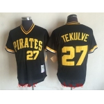 Men's Pittsburgh Pirates #27 Kent Tekulve Black Mesh Batting Practice Throwback Jersey By Mitchell & Ness