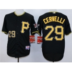 Men's Pittsburgh Pirates #29 Francisco Cervelli Black Cool Base Jersey