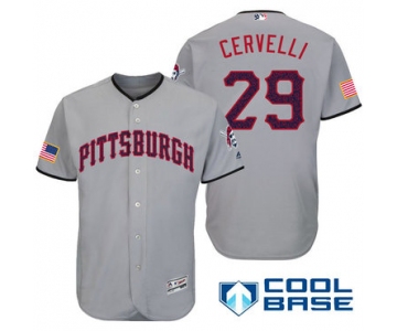 Men's Pittsburgh Pirates #29 Francisco Cervelli Gray Stars & Stripes Fashion Independence Day Stitched MLB Majestic Cool Base Jersey