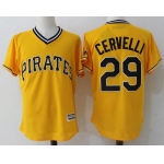 Men's Pittsburgh Pirates #29 Francisco Cervelli Yellow Stitched MLB Majestic Cool Base Jersey