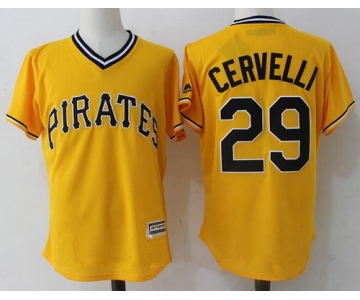 Men's Pittsburgh Pirates #29 Francisco Cervelli Yellow Stitched MLB Majestic Cool Base Jersey