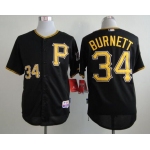 Men's Pittsburgh Pirates #34 A. J. Burnett Black Jersey