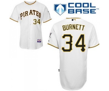 Men's Pittsburgh Pirates #34 A. J. Burnett White Jersey