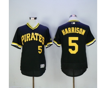 Men's Pittsburgh Pirates #5 Josh Harrison Black Pullover 2016 Flexbase Majestic Baseball Jersey