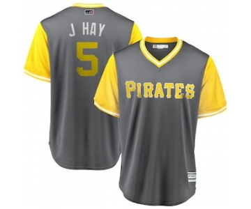 Men's Pittsburgh Pirates 5 Josh Harrison J Hay Majestic Gray 2018 Players' Weekend Cool Base Jersey