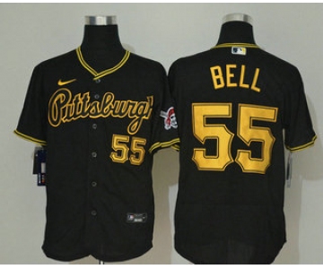 Men's Pittsburgh Pirates #55 Josh Bell Black Stitched MLB Flex Base Nike Jersey