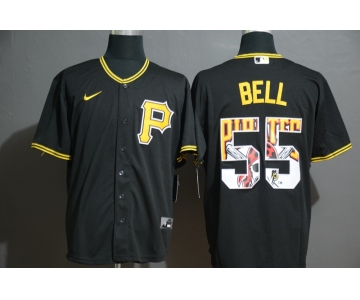 Men's Pittsburgh Pirates #55 Josh Bell Black Team Logo Stitched MLB Cool Base Nike Jersey