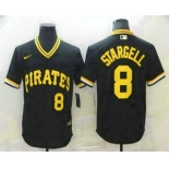 Men's Pittsburgh Pirates #8 Willie Stargell Black Mesh Batting Practice Throwback Nike Jersey
