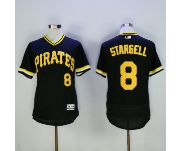 Men's Pittsburgh Pirates #8 Willie Stargell Retired Black Pullover 2016 Flexbase Majestic Baseball Jersey