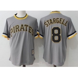 Men's Pittsburgh Pirates #8 Willie Stargell Retired Gray Pullover Stitched MLB Majestic Cooperstown Collection Jersey