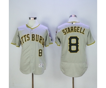 Men's Pittsburgh Pirates #8 Willie Stargell Retired Gray Road 2016 Flexbase Majestic Baseball Jersey