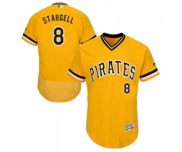 Men's Pittsburgh Pirates #8 Willie Stargell Retired Yellow 2016 Flexbase Majestic Baseball Jersey