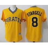 Men's Pittsburgh Pirates #8 Willie Stargell Retired Yellow Stitched MLB Majestic Cool Base Jersey