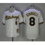 Men's Pittsburgh Pirates #8 Willie Stargell White Button 1987 Throwback Stitched MLB Mitchell & Ness Jersey