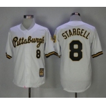 Men's Pittsburgh Pirates #8 Willie Stargell White Button 1987 Throwback Stitched MLB Mitchell & Ness Jersey