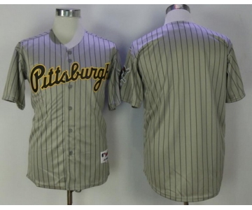 Men's Pittsburgh Pirates Blank Gray Pinstripe 1997 Throwback Turn Back The Clock MLB Majestic Collection Jersey