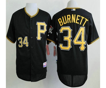 Pittsburgh Pirates #34 A. J. Burnett Black Jersey