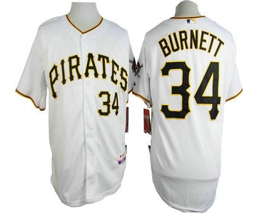 Pittsburgh Pirates #34 A. J. Burnett White Jersey