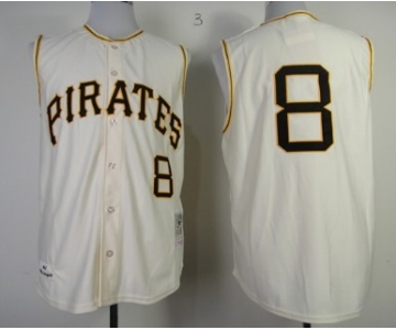 Pittsburgh Pirates #8 Willie Stargell 1962 Cream Sleeveless Throwback Jersey