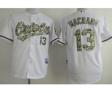 Baltimore Orioles #13 Manny Machado White With Camo Jersey