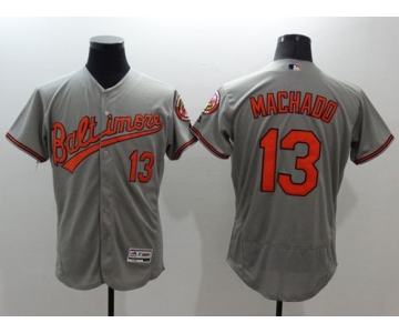 Men's Baltimore Orioles #13 Manny Machado Grey Flexbase Authentic Collection Stitched MLB Jersey