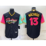 Men's San Diego Padres #13 Manny Machado Black 2022 City Connect Cool Base Stitched Jersey