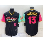 Men's San Diego Padres #13 Manny Machado Black Number 2022 City Connect Cool Base Stitched Jersey