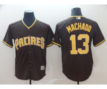 Men's San Diego Padres 13 Manny Machado Brown Cool Base Jersey