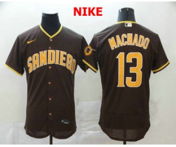 Men's San Diego Padres #13 Manny Machado Brown Stitched MLB Flex Base Nike Jersey