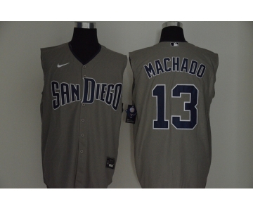 Men's San Diego Padres #13 Manny Machado Gray 2020 Cool and Refreshing Sleeveless Fan Stitched MLB Nike Jersey