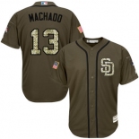 Men's San Diego Padres #13 Manny Machado Green Salute to Service Stitched Baseball Jersey
