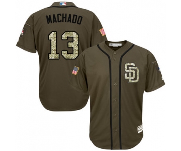 Men's San Diego Padres #13 Manny Machado Green Salute to Service Stitched Baseball Jersey