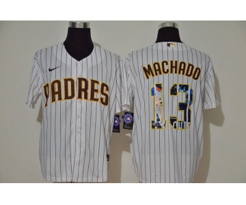 Men's San Diego Padres #13 Manny Machado White Unforgettable Moment Stitched Fashion MLB Cool Base Nike Jersey