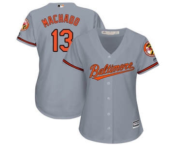 Orioles #13 Manny Machado Grey Road Women's Stitched Baseball Jersey