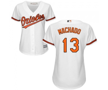 Orioles #13 Manny Machado White Home Women's Stitched Baseball Jersey