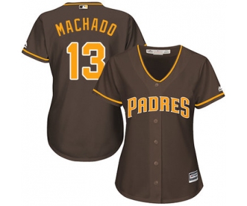 Padres #13 Manny Machado Brown Alternate Women's Stitched Baseball Jersey