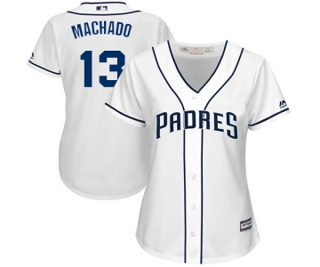 Padres #13 Manny Machado White Home Women's Stitched Baseball Jersey